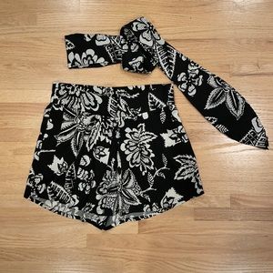 Isabel Marant Hawaiian Print Silk Shorts with Sash Belt